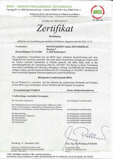 Bio Zertifikat 2021